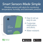 SensorPush HTP.xw Smart Temperature Sensor & Humidity Sensor - Thermometer, Barometer, & Hygrometer w/App Monitoring - Premium Heat Index, Barometric Pressure Gauge, Temperature and Humidity Monitor