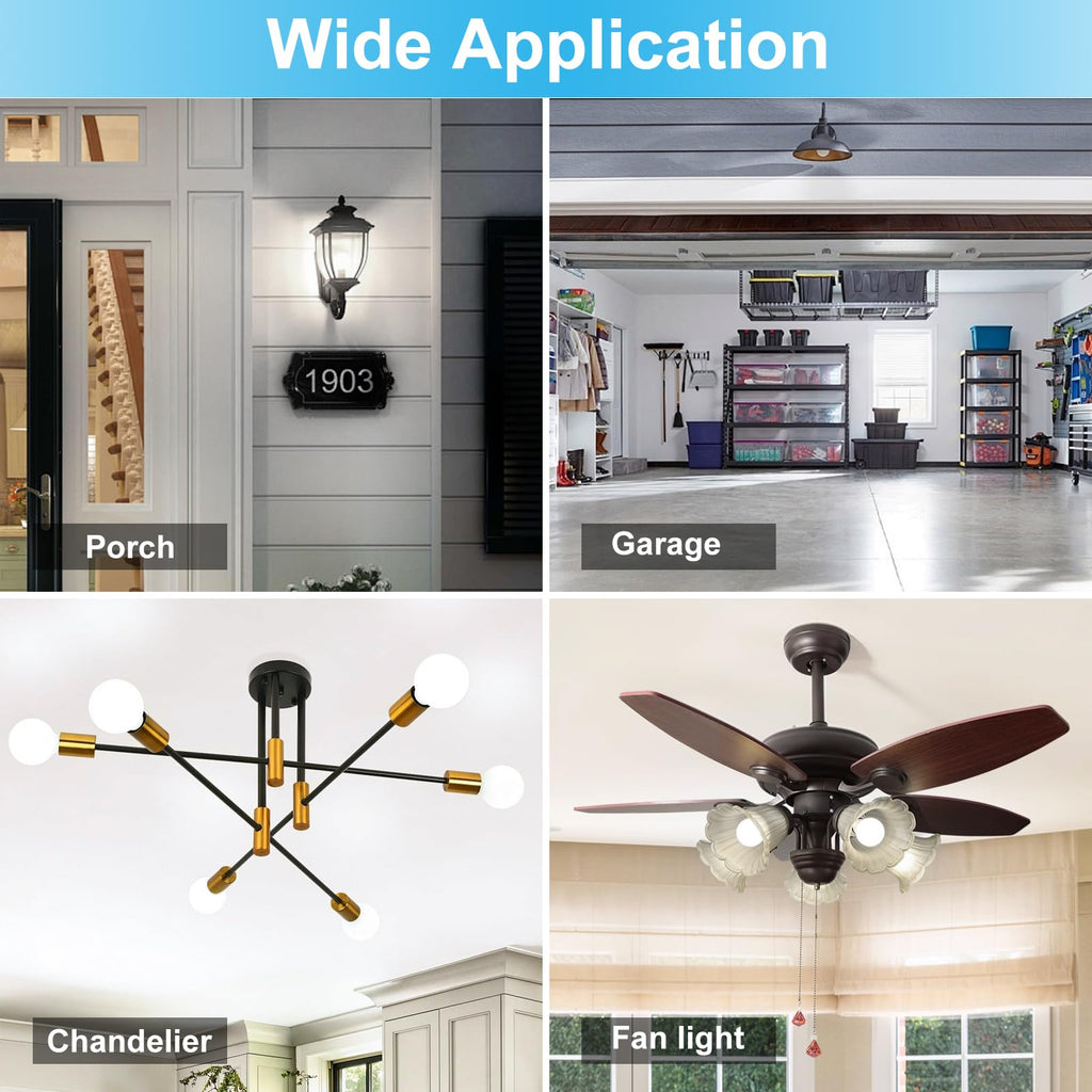 LQ BSDERA 4PK 4000K,Garage Door Opener Light Bulbs, 1500LM Ultra Bright, Minimize Interference, Compatible with Most Garage Door Openers, 12W, 120V, A19 Bulbs with E26 Base