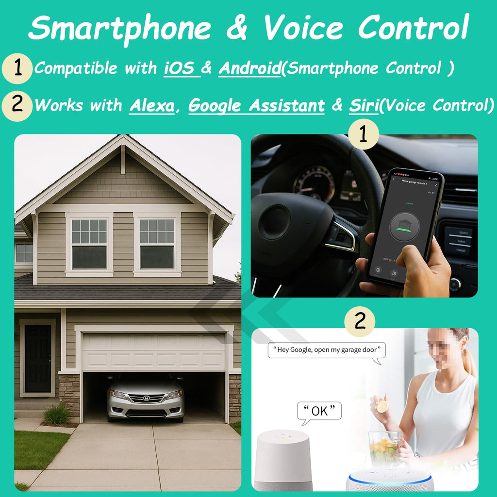 Smart Garage Door Opener Remote,Compatible with Intellicode Genie Overhead Door Garage Door Opener,Compatible with Alexa Google Home iPhone Siri WiFi