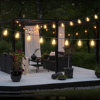 SEVSONSNZZ 100FT Outdoor String Lights with Remote & Dimmer, Waterproof Patio Lights Commercial Grade ST38 LED - Shatterproof Edison Bulbs, Vintage Hanging Lighting for Backyard Garden Party