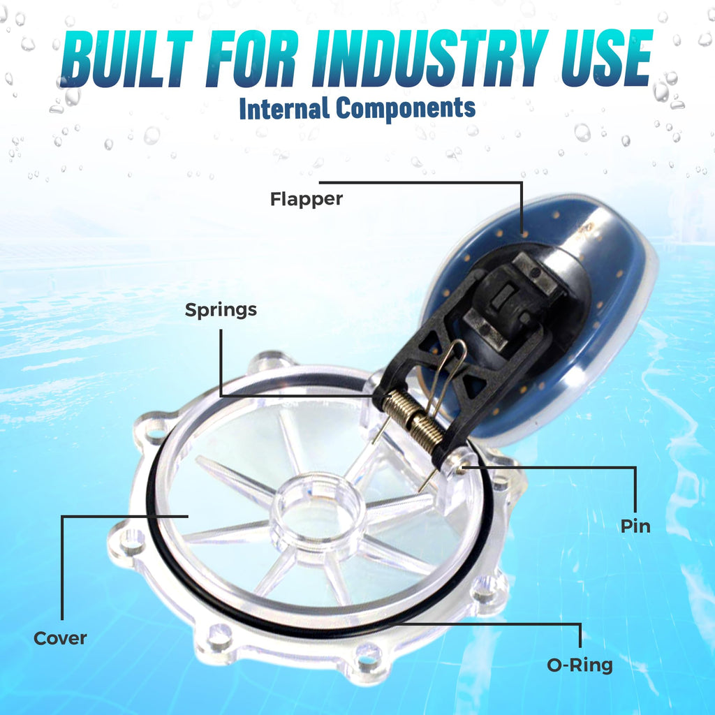 Aquatonics Replacement 263042Z 2-Way Pool Check Valve Cover with Flapper Assembly for 263042 – Compatible 2" Check Valve Kit (Not for FullFLOXF 263060/263077) – Durable Transparent Pool Valve Cover