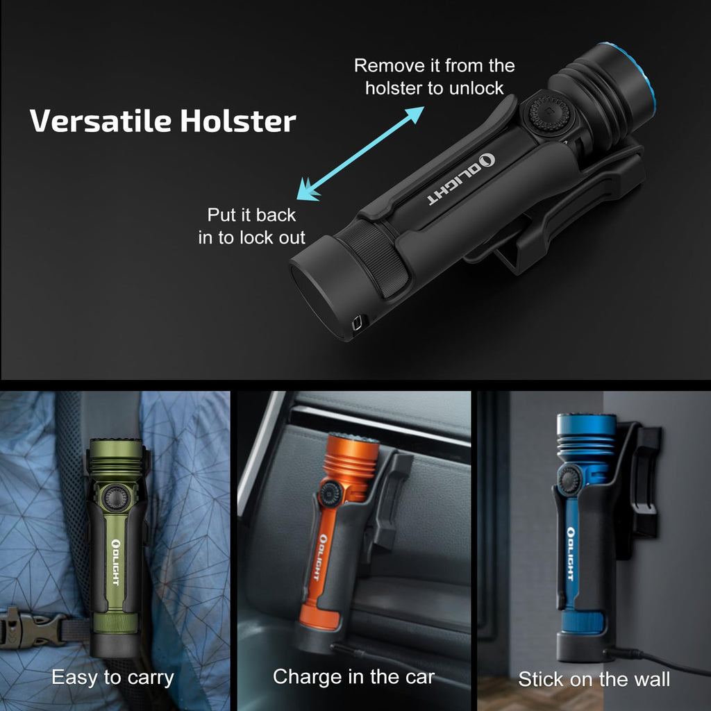 OLIGHT Seeker 4 Pro Rechargeable Flashlights, 4600 Lumens High Powerful Bright LED Light with USB C Holster, Waterproof IPX8 for Emergencies, Camping, Searching (OD Green)