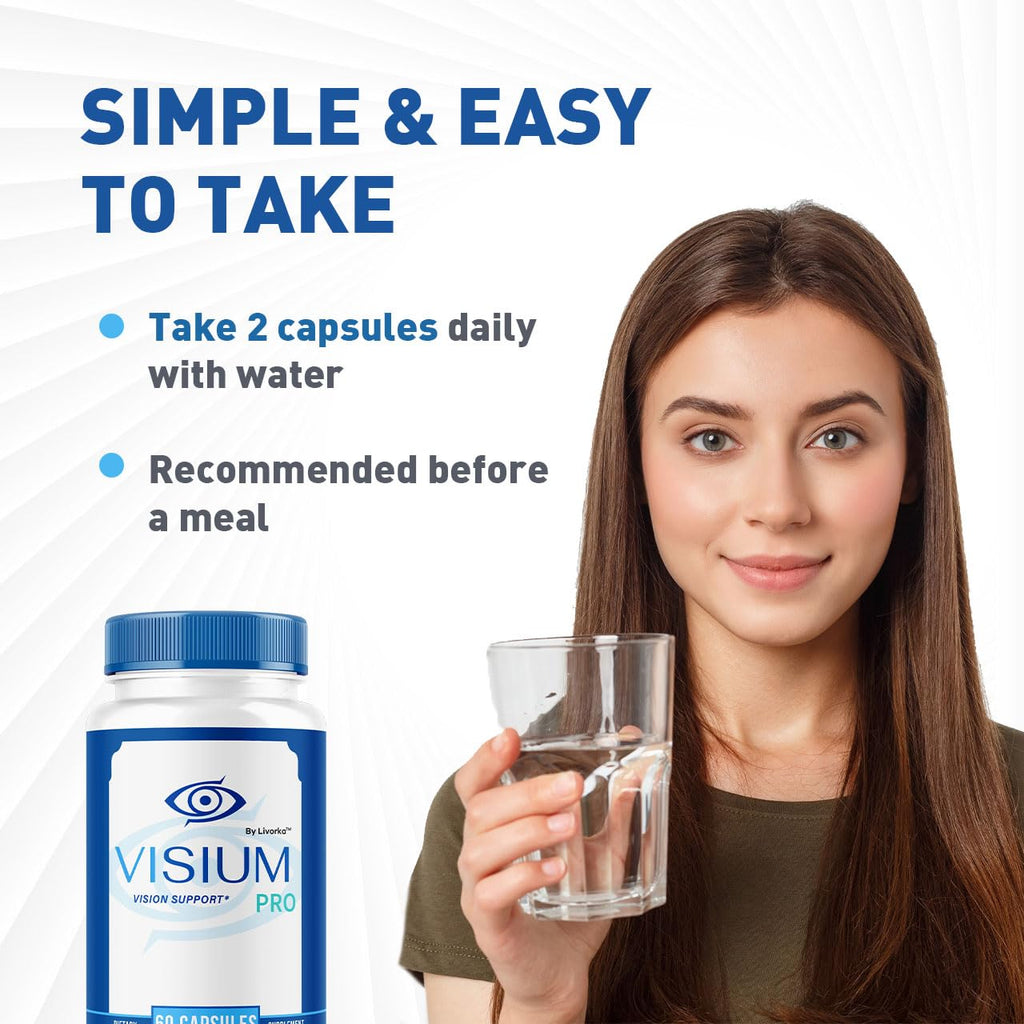 LIVORKA Visium Pro Vision Support - Official Health Supplement Capsules, Natural VisiumPro Vitamin Pills for Visual Health & Wellness, Visium Pro Reviews, 60 Capsules for 1 Month
