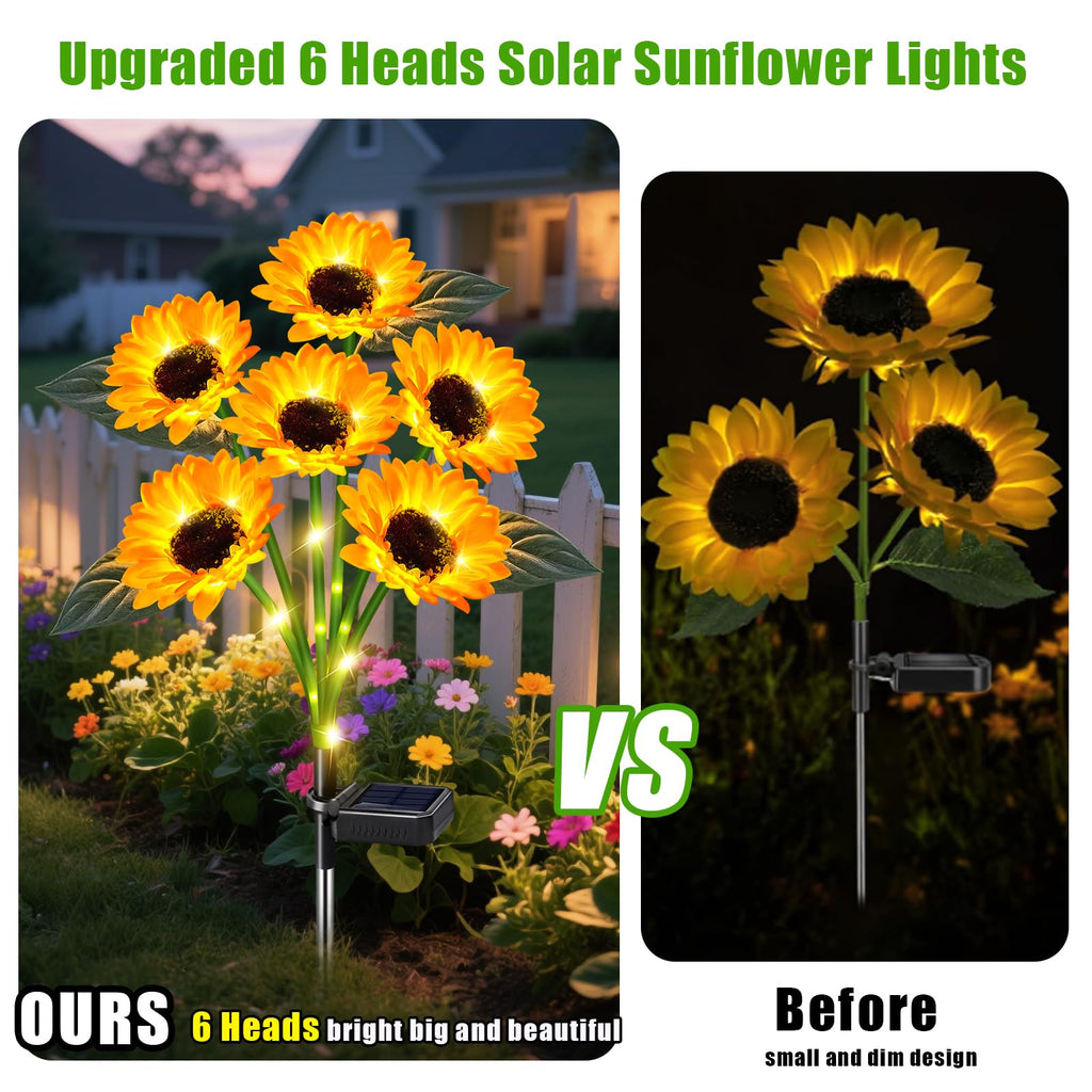 ostritec Sunflower Solar Lights Outdoor Decor, 6 Pack Solar Garden Decor Waterproof Solar Sunflower Outdoor Lights for Garden Patio,Flower Bed, Pathway, Gift for Women, Mom, Grandma (6 Pack)