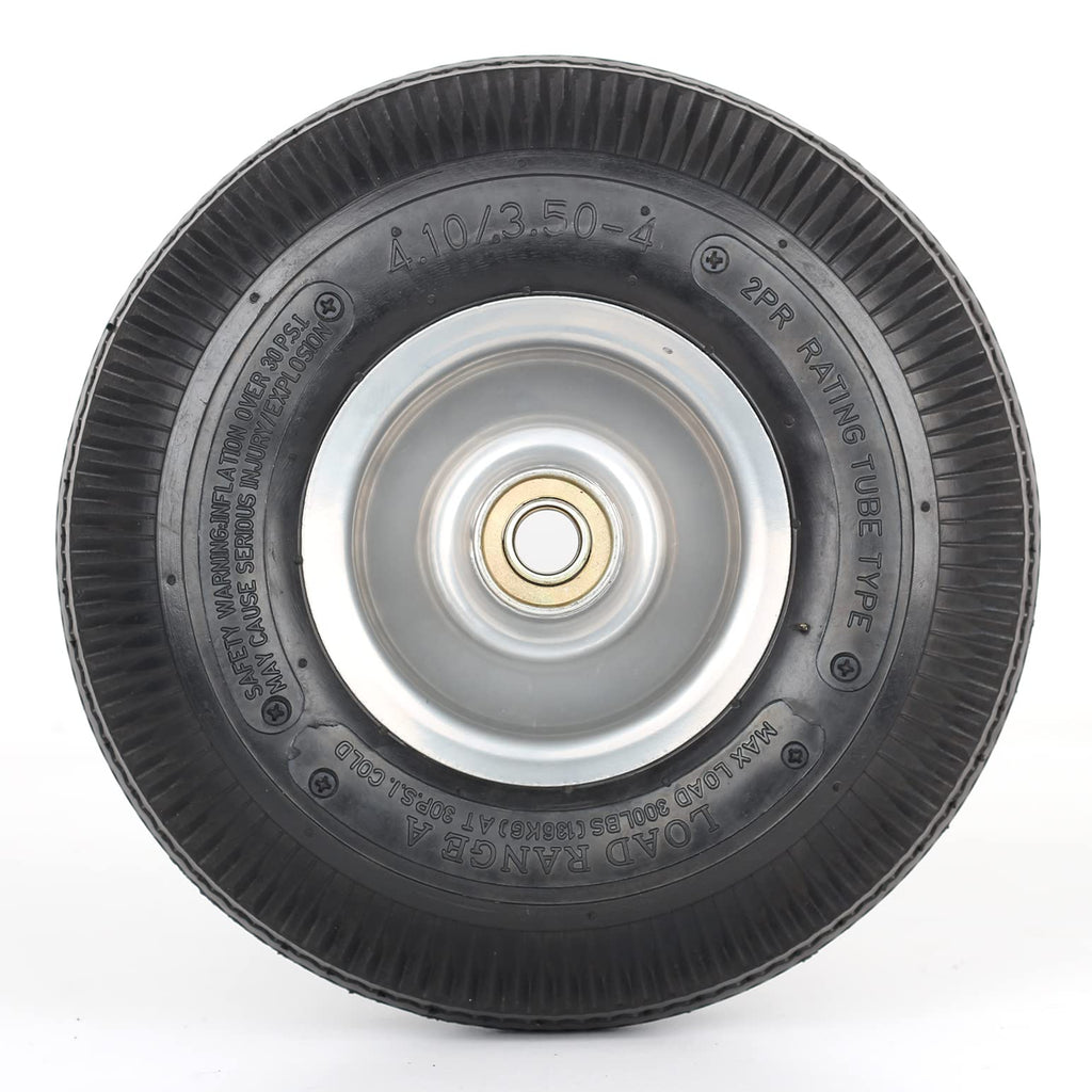 GICOOL 10" Tire and Wheel, 2 Pack, 4.10/3.50-4 Pneumatic Tire, with 2.25" Offset Hub, 5/8" Axle Bore Hole, Sealed Bearings for Hand Truck Trolley Dolly Garden Wagon Wheel Replacement