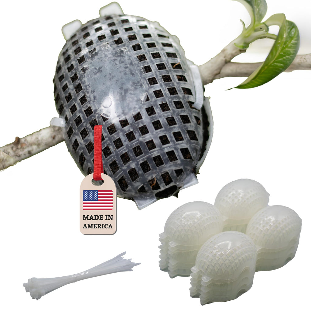 Rooted Promise Air Layering Propagation kit with Zip Ties | 12 Pack | 4 inches Wide x 5 inches Long | Plant Rooting Pods - Supports Aerial Roots Growth | Ventilated and Hinged Design | Made in USA