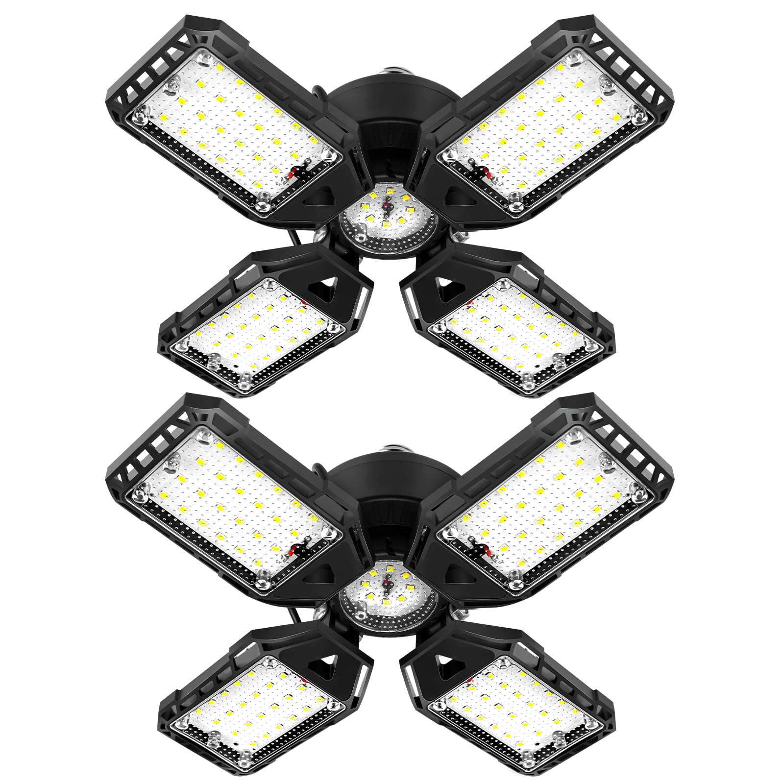 Aoretic LED Garage Lights Bulb 2 Pack -120W, 12000LM 6500K Led Shop Light with 4+1 Deformable Panels, Basement Barn Light Garages Ceiling Lights, E26/E27 for Garage, Warehouse, Shop