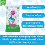 Dapple Baby Breast Pump Wipes - (3 Pack) 25 Count - Fragrance-Free, Plant-Powered & Hypoallergenic - Removes Milk Residue - Diaper Bag Essentials