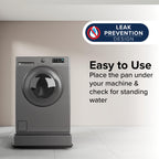 Camco Low Profile Washing Machine Drain Pan with PVC Fitting, 29 inch x 33 inch ID and 31 inch x 35 inch OD - Protects Your Floors from Washing Machine Leaks - Easy to Use - Pewter - 20788