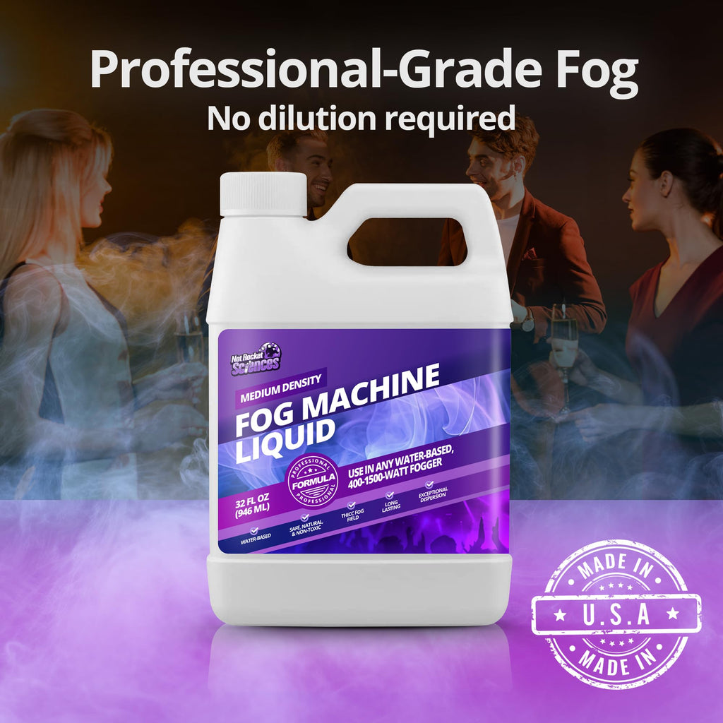 Fog Machine Liquid for Halloween Party and Events, Medium Density, 32oz