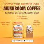 Low-Caffeine Mushroom Coffee (60 Servings) – Superfood Great Tasting Instant Coffee – Includes Lion's Mane, Reishi, Chaga, Cordyceps, Shiitake, Maitake, and Turkey Tail Mushroom Supplement