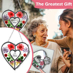KY&BOSAM Nana Gifts Heart Suncatchers Pressed Flower Glass Window Hanging