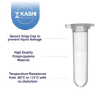 Kashi Scientific 2mL Clear Snap Cap Microcentrifuge Tube with Graduation, Lab Grade Polypropylene Plastic [2mL, 1000]