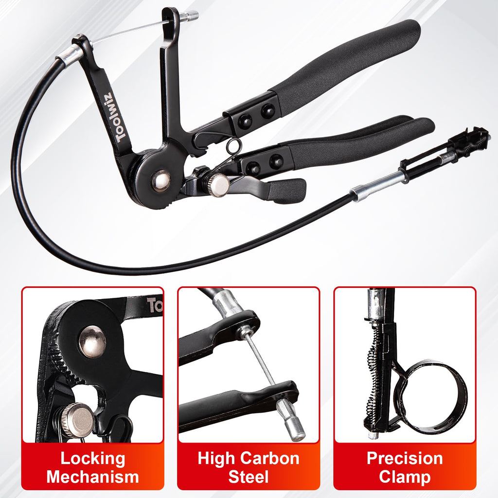 Toolwiz 3 Pcs Hose Clamp Pliers, Hose Clamp Tool Includes 27" Long Reach Wire Spring Hose Clamp Plier, Angled Spring Clamp Pliers, Flat Band Hose Clamp Plier for Ring-Type or Flat-Band Hose Clamp
