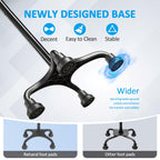 Rehand Quad Canes, Walking Cane for Men & Women with Ergonomic Handle Ever and Graceful 4-Pronged Base for Extra Stability, Foldable, Adjustable Walking Sticks for Right or Left Handed