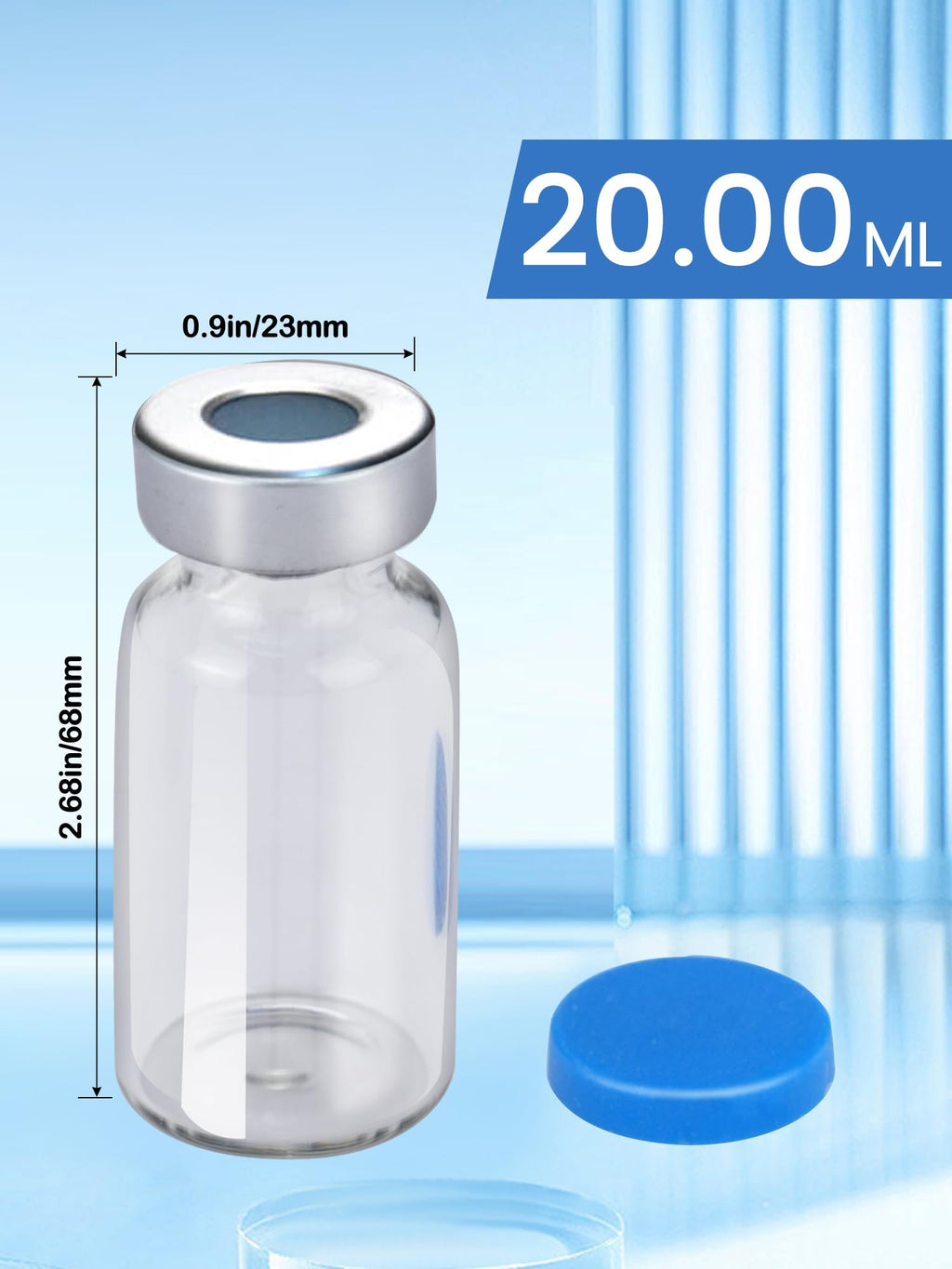 20ml Glass Vials - Self-Healing Injection Port, Sterile Empty Vials with Sealed Cap (10 Pack)