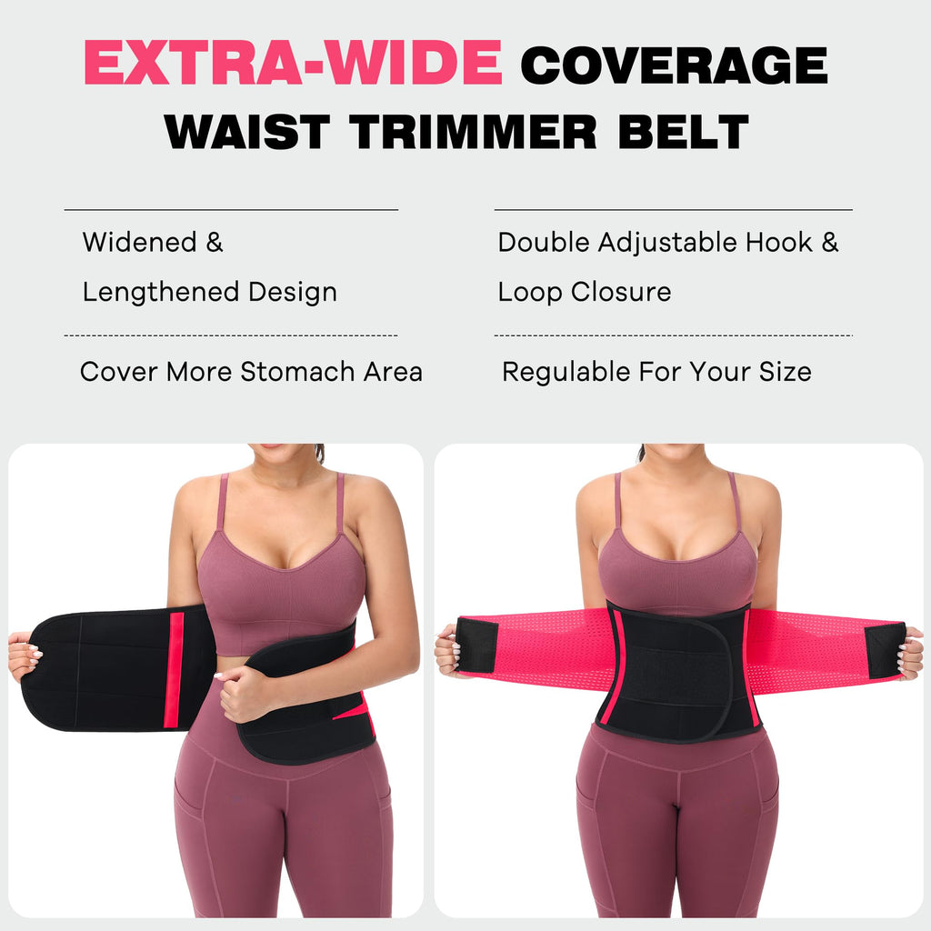 VENUZOR Waist Trainer Belt for Women - Waist Cincher Trimmer - Slimming Body Shaper Belt - Sport Girdle Belt (UP Graded)(Hot Pink,XX-Large)