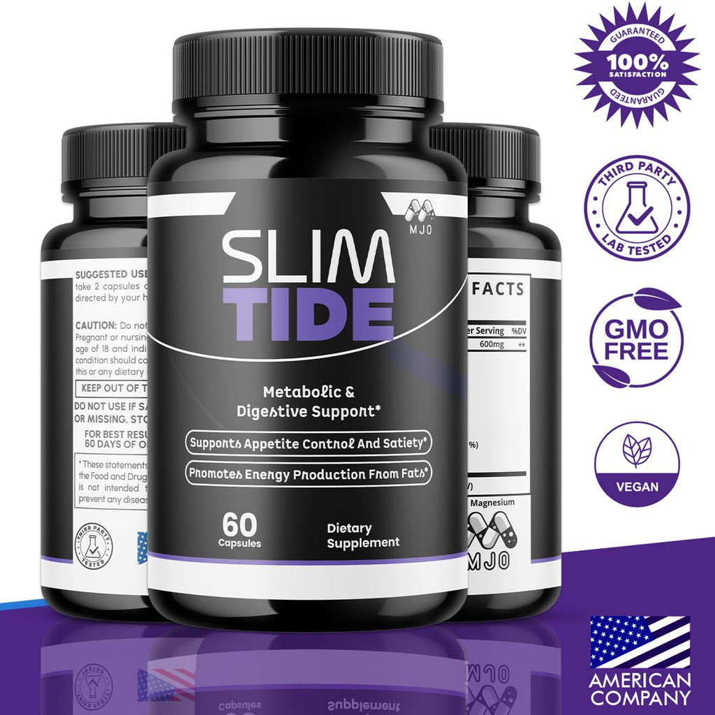 (3 Pack) Slim Tide Capsules, Official SlimTide Weight Management Pills with All Natural Ingredients, Advanced Formula Wellness Supplement with Maximum Strength Active Lifestyle Vitamins (180 Capsules)