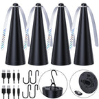 Glovv Fly Fans for Tables, Food Fan to Keep Flies Away, 4 Pack Portable Outdoor Indoor Batteries Powered Picnic Table Top Spinner with Metal Hanger, Bug Repellent for Restaurant, Camping (Black)
