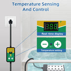 Immersion Water Heater 1800W 120V with Digital Thermostat Control, Dry Burn Protection Alarm, Real-Time Temperature Display, 14AWG Heavy-Duty Cord, Industrial Heating Tube for Buckets & Bathtubs