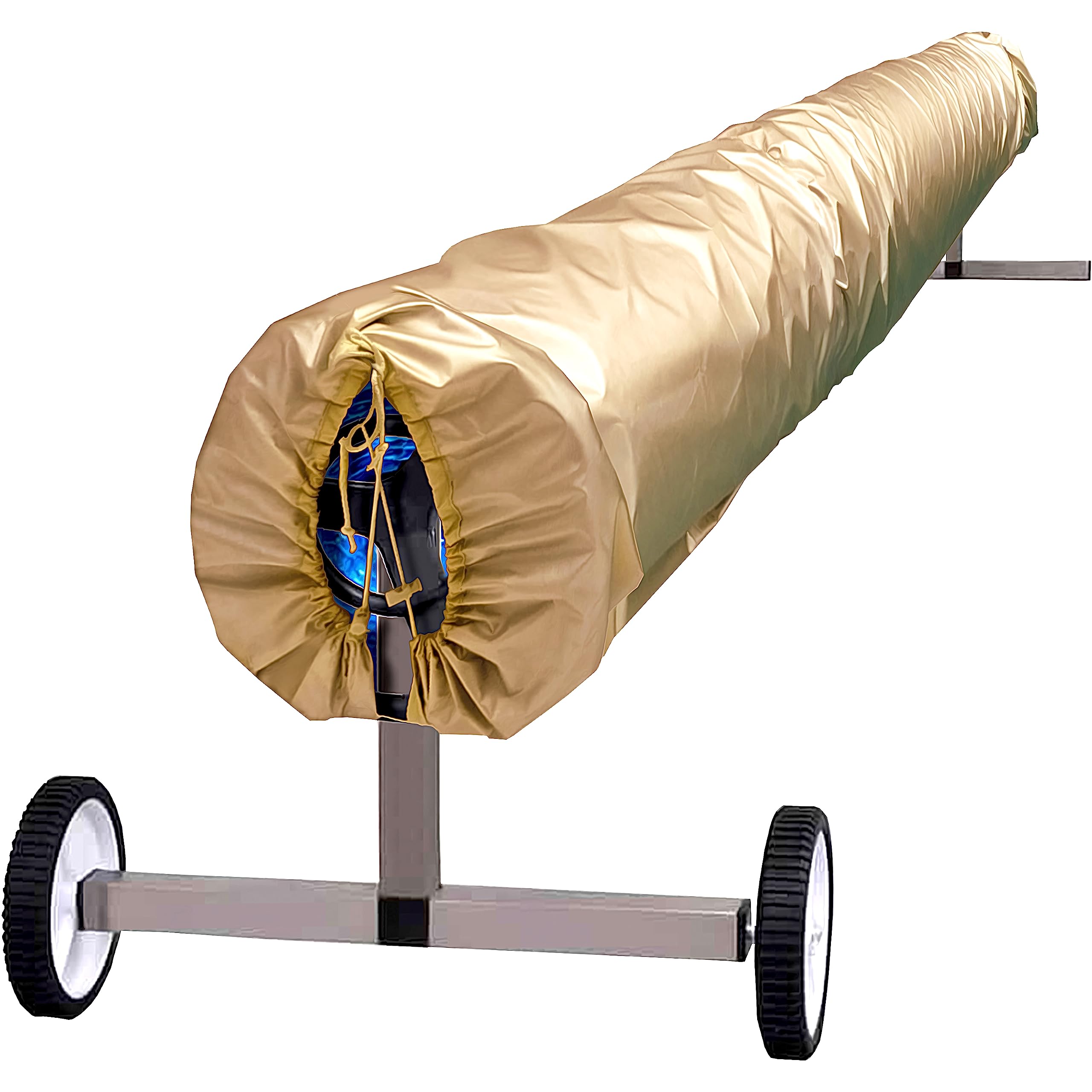 Solar Reel Cover for Winter Storage, Up to 20 Ft Inground Swimming Pool Solar Blanket Covers, Water & UV Resistant 420D Oxford Fabric Blanket with Drawstring for Outdoors, Beige