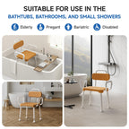 Loyoda Shower Chair for Inside Shower ，Bath Chair with Arms and Back,Aluminum Shower Stool for Tub,Slip Resistant Shower Bench,Height-Adjustable Shower Seat with Padded Handles for Seniors，Brown
