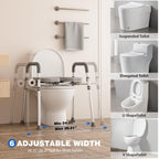 Loyoda Toilet Seat Risers for Seniors, Raised Toilet Seat with Padded Handles & Seat, 400 LBS Raised Toilet Seat with Adjustable Height & Width for Pregnant, Disabled, Handicapped,(Gray)
