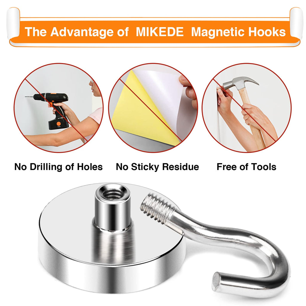MIKEDE Magnetic Hooks 85Lbs Strong Neodymium Magnets with Hooks for Cruise