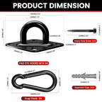 sprookber 304 Stainless Steel Pad Eye Snap Hooks, M10 Heavy Duty Ceiling Hook, 1700lb Capacity Hammock Swing Hanging kit, Plant Hangers, Marine Hardware Staple Hook Loop with Screws, Set of 8(Black)