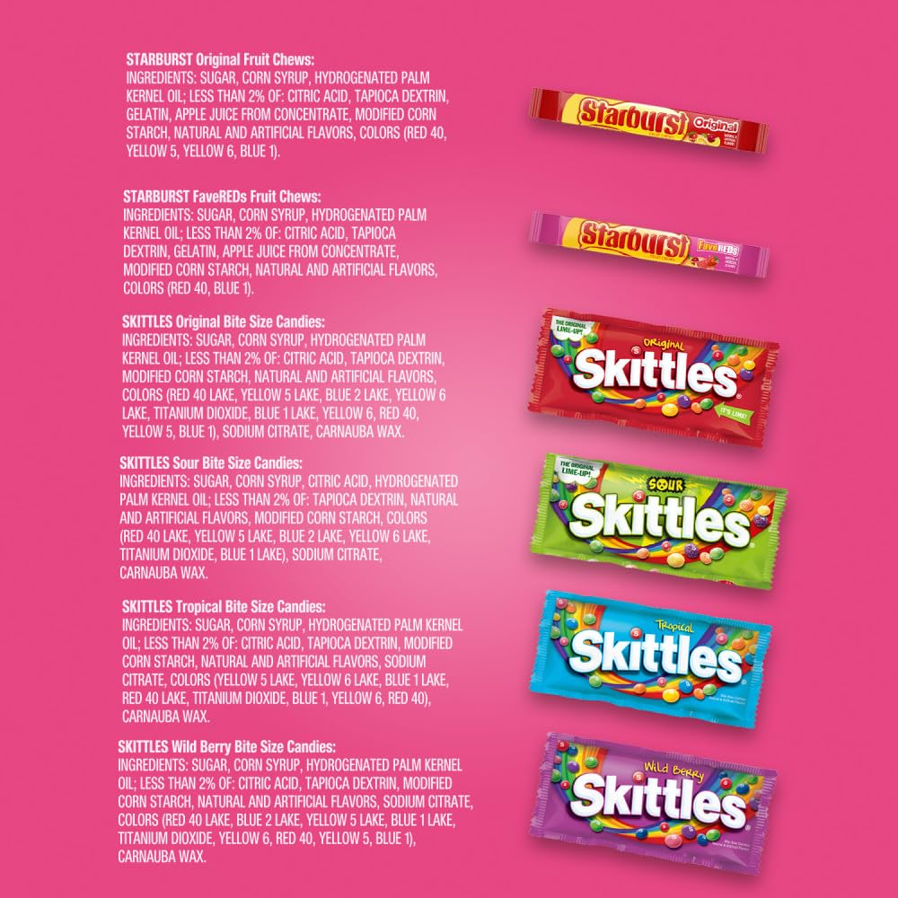 SKITTLES & STARBURST Chewy Candy Variety Pack, Bulk Box, 62.79 oz, 30 Pack