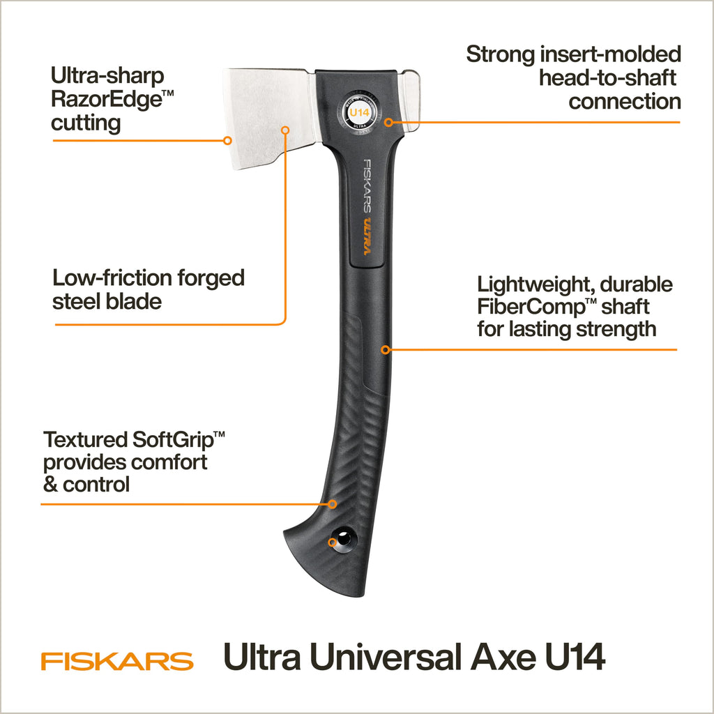 Fiskars U14 Universal Hatchet 14", RazorEdge Blade & ToughCoat Plating
