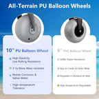 Strolking 51" Beach Wagon with 10" Inflatable PU Balloon Wheels, 440LBS Heavy Duty Beach Cart with Rear Tailgate, Air-Adjustable Foldable Wagon for Sand, Blue (Pump Included)