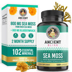Ancient Bliss Organic Irish Sea Moss Pills - Dr Sebi Wildcrafted Seamoss Capsules | Thyroid, Healthy Skin & Gut Support | 120 Capsules
