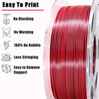 LOCYFENS PLA Filament 1.75mm, Silk PLA 3D Printer Filament, High Speed Printing Dual Color Filament Black Red 2 in 1 Coextrusion 1.75 PLA Filament +/-0.02mm, 1kg/2.2lb