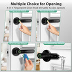 Evanshow Fingerprint Door Lock Biometric Door Knob with Keypad Keyless Entry, Door Locks for Bedrooms, Home Hotel Office Apartment Black