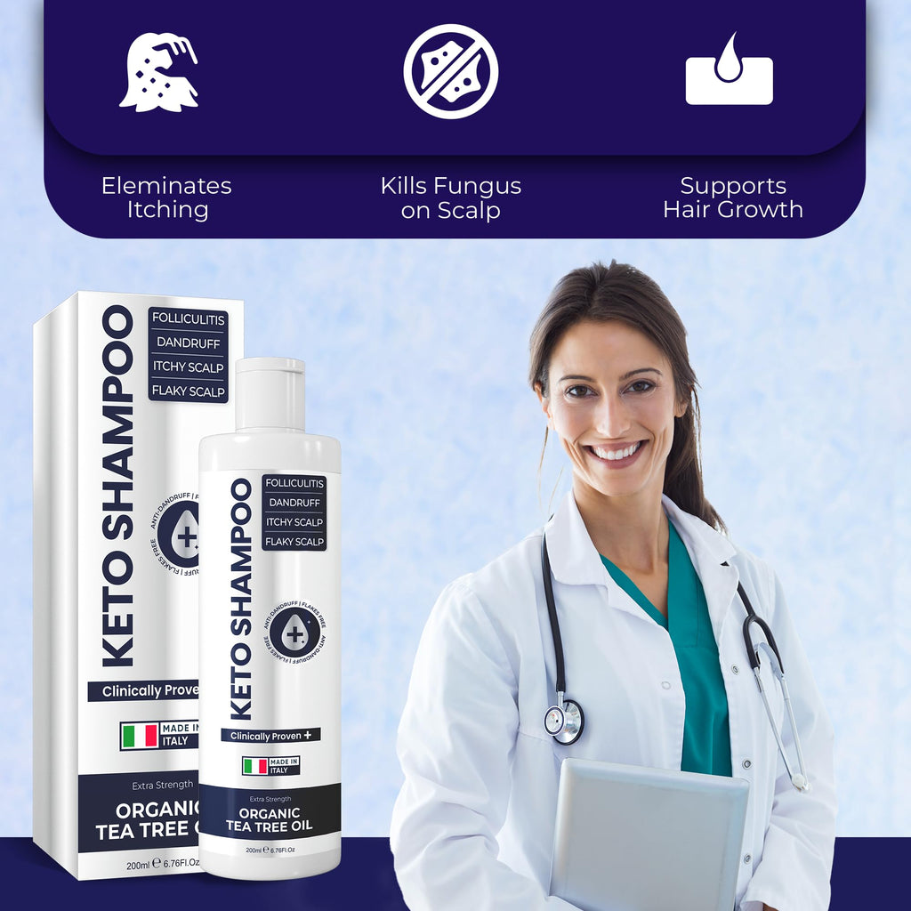 Psoriasis Shampoo Anti Dandruff - Medicated shampoo for Dandruff, Flakes, Seborrheic Dermatitis & Folliculitis Treatment - Anti Fungal Solution for Itchy, Flaky & Dry Scalp - 200ml