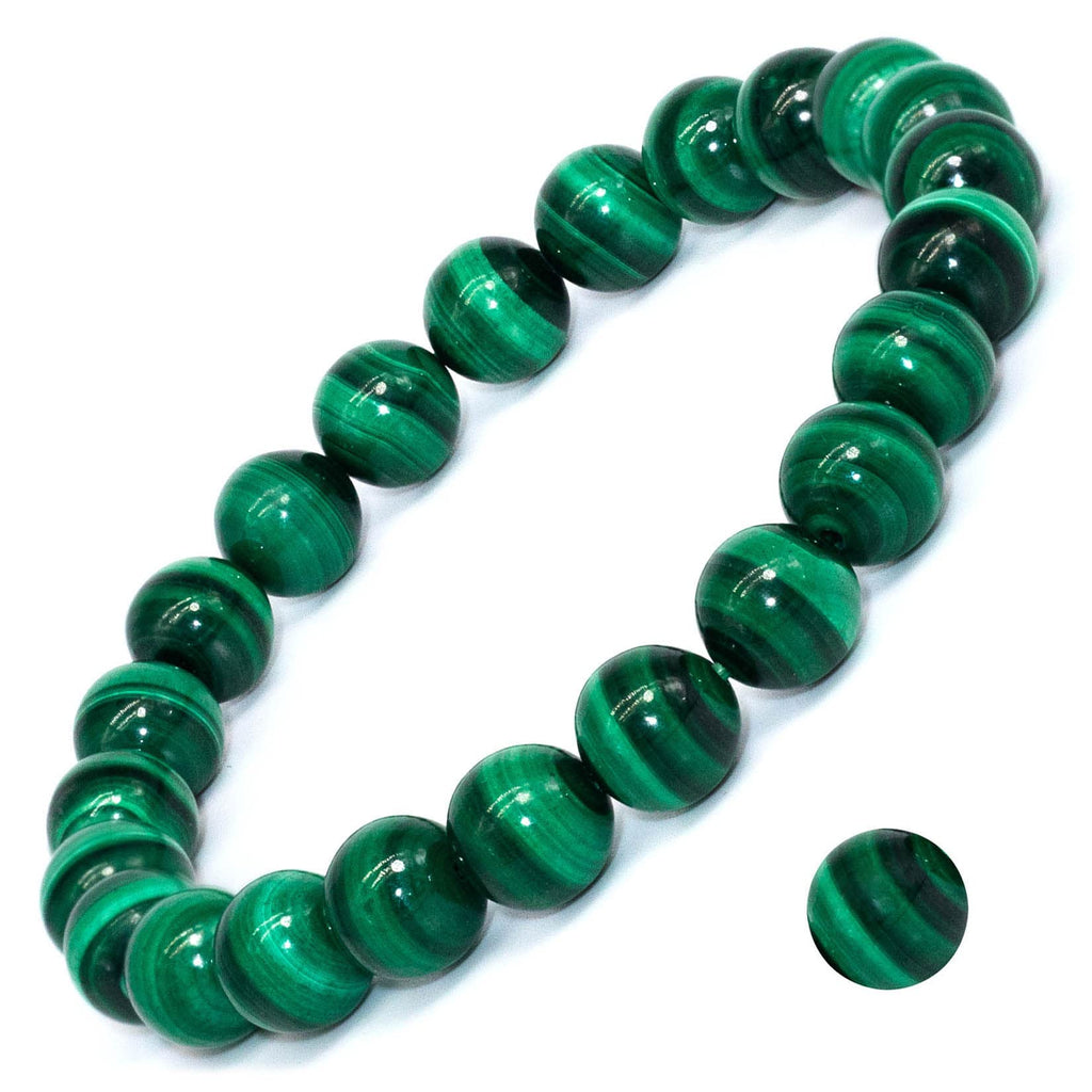 DAZCOLO Natural Gemstone Stretch Elastic Bracelet (Malachite)