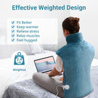 Comfytemp Weighted Heating Pad for Neck Shoulder Back Pain Relief, Birthday Christmas Gifts for Women Men Mom Dad, FSA Eligible Items Only List, Electric Large Heated Wrap for Elderly, 22"x33", Blue