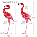 Kukooka 2Pcs Flamingo Garden Statues Metal Pink Flamingos Sculptures for Outdoor Backyard Decor Patio Lawn Porch Yard Decoration (Pink)