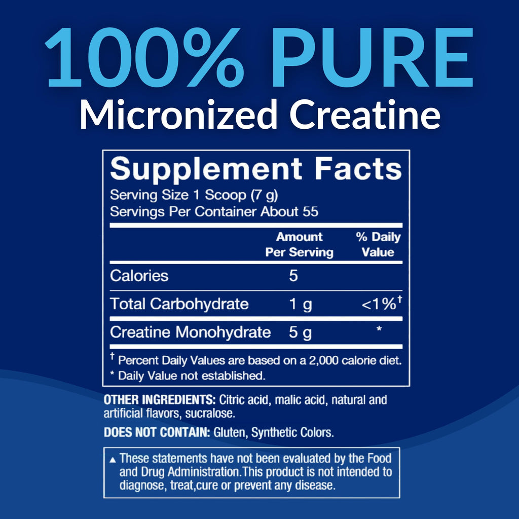 BodyTech 100% Pure Creatine Monohydrate Powder - Micronized for Maximum Absorption - Supports Muscle Strength & Power Output - Cherry Ice (13.58 oz, 55 Servings)