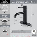 WINKEAR Black Bathroom Faucet, Single Hole Bathroom Faucet Stainless Steel