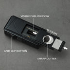 All in One Triple Jet Flame Butane Torch Lighter Built-in Cutter, Cutter V Cut, Punch, Holder Function, Draw Enhancer Tool, Refillable and Adjustable Windproof Lighter. Black(Sold Without Gas)