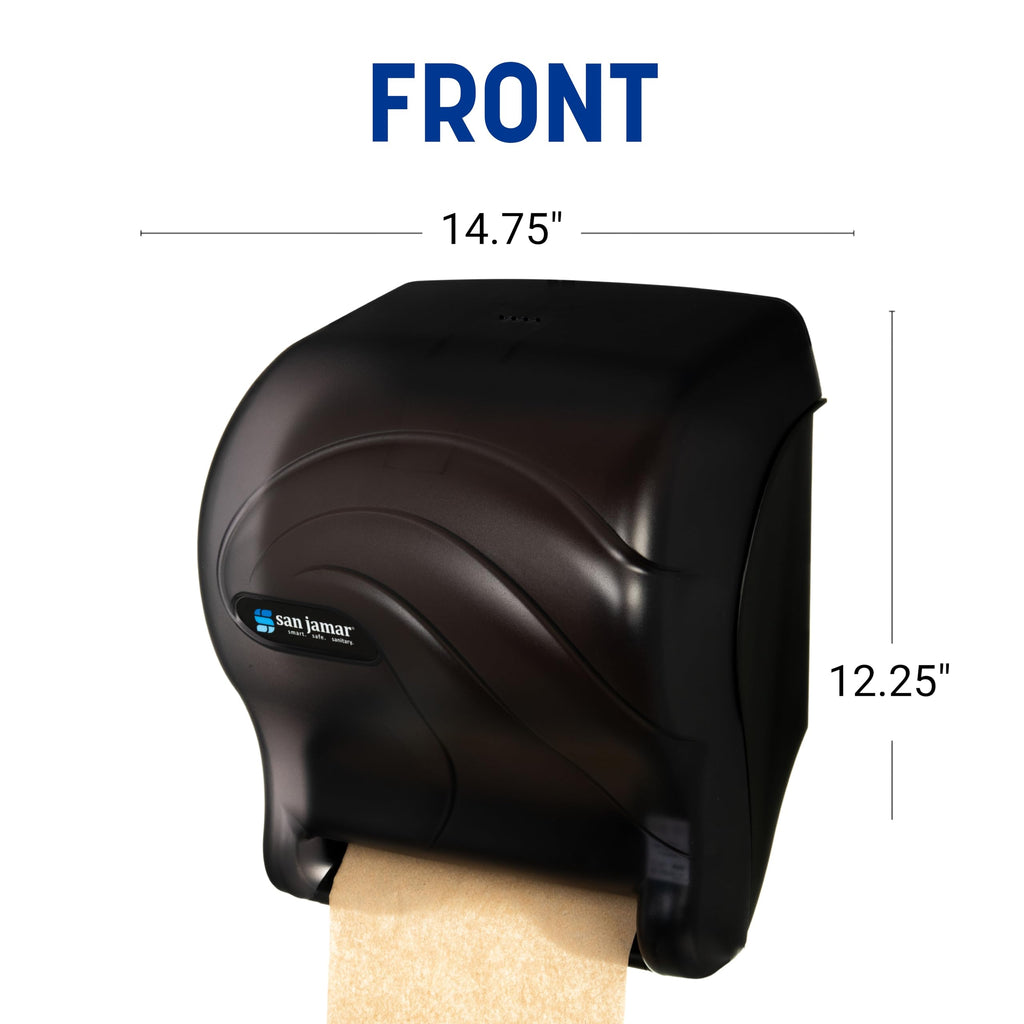 San Jamar Ocean Essence Tear-N-Dry Paper Towel Dispenser, Storage Solution for Bathroom and Kitchen, 14.44" x 11.75" x 9.13", 1 Count, Black Pearl