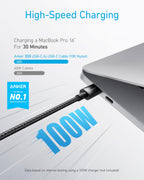 Anker USB C to USB C Cable, 100W Fast Charging Cable (2-Pack, 10 ft, Black)