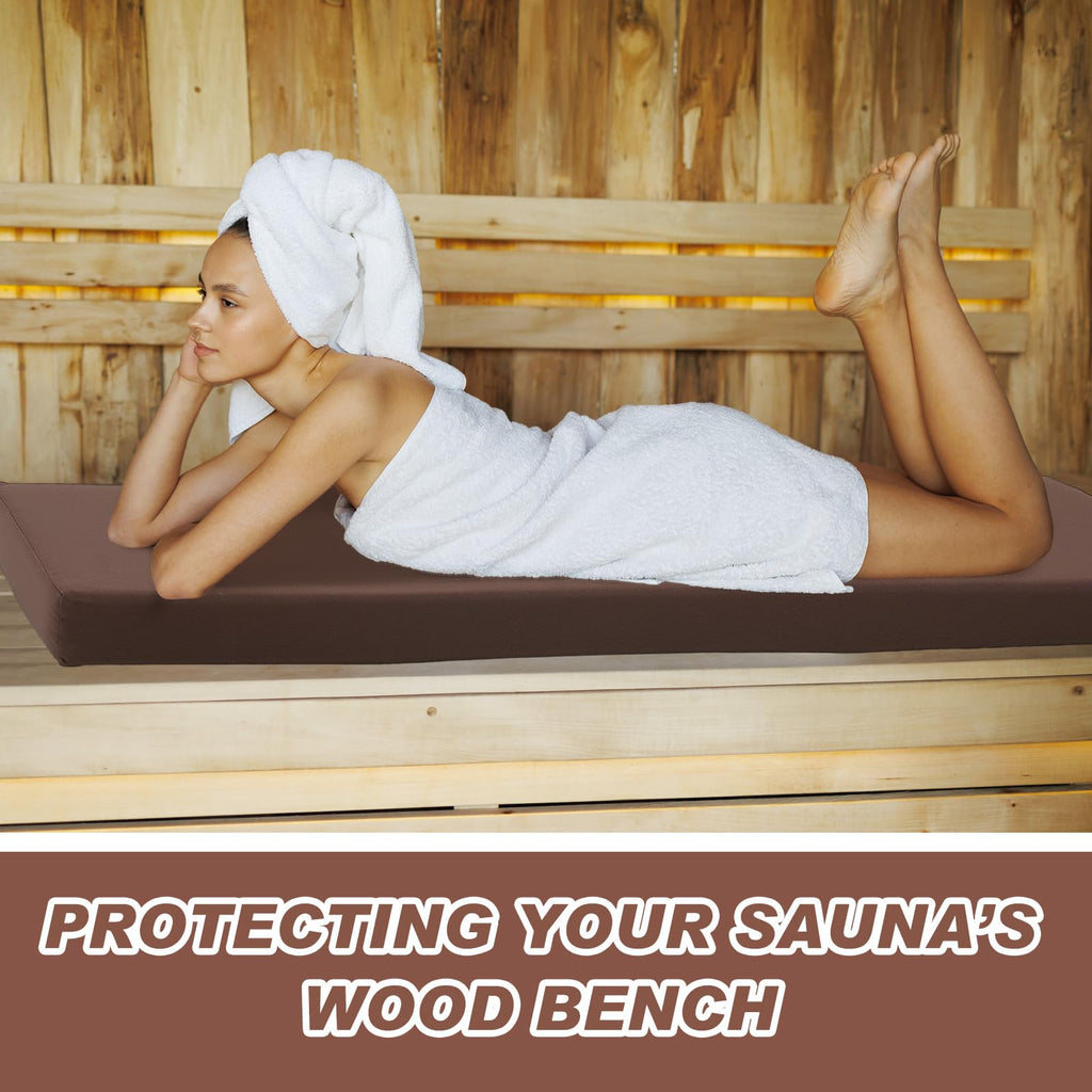 Tudomro Sauna Seat Cushion Mat, Waterproof & Heat Resistant Pad, High-Density Foam Heat Insulation Mat,Infrared Sauna Accessories, Steam Room, Shower Bench and Bathhouse(43 x 16 Inches,Brown)