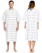 Unisex Hospital Gowns Back-Tie Fits Sizes up to 2XL, Blue Star, Pack of 6