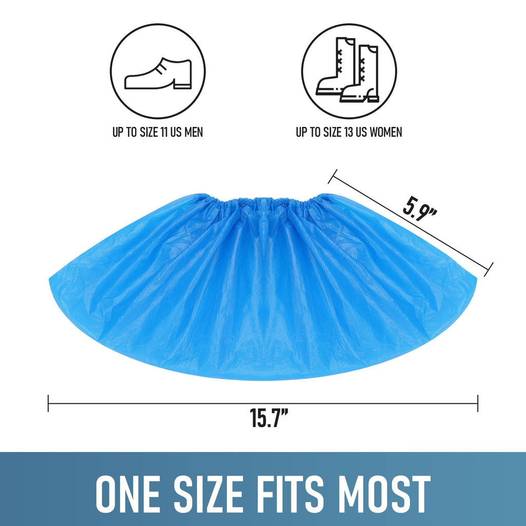 Buself Shoe Covers Disposable Non Slip for Indoors Pack of 200 (100 pairs) Recyclable Shoe Booties Waterproof Shoe & Boot Covers Durable Shoe Protectors Covers One Size Fits Most Blue