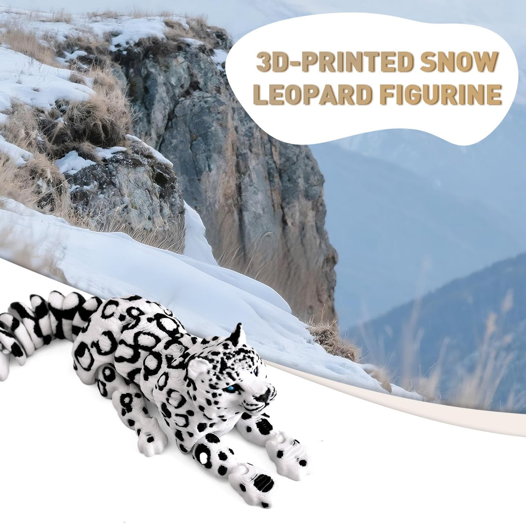 Yipintang 3D Printed Creature Flexible Animals - 8 Inches Fidget Animal for Desk Décor (Snow Leopard)