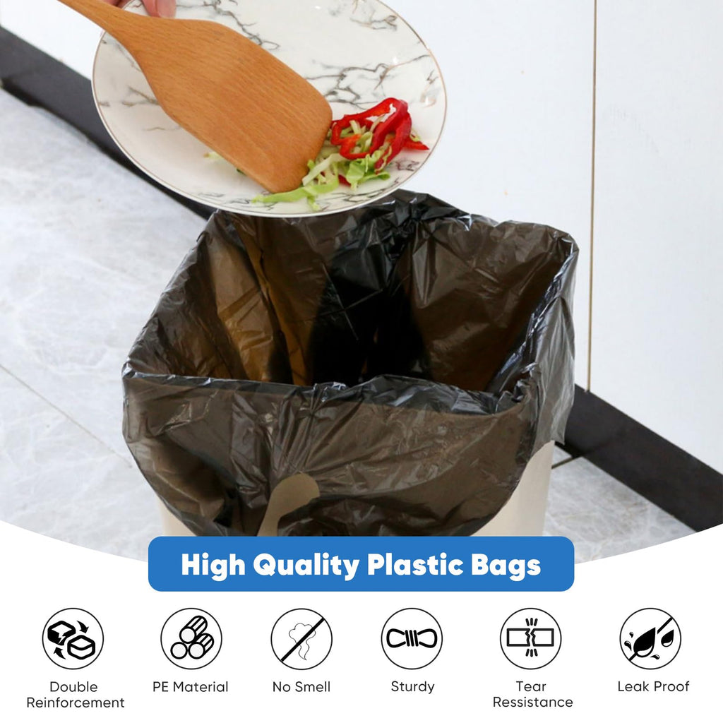 LimonLaviu Black Plastic Grocery Bags, 100 Pack, 11.5'x 6.5" x 21', 22 Pound Capacity, Heavy Duty, Unscented