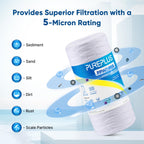 PUREPLUS 5 Micron 10 x 4.5 Whole House String Wound Sediment Filter for Well Water, Replacement Cartridge for 84637, WPX5BB97P, PC10, 355214-45, 355215-45, WP10BB97P, WP5BB97P, 4Pack